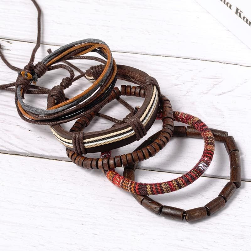 JAVMOO Gothic Bracelet Adjustable Punk Braided Leather Multilayer Grunge Set Bracelets Emo Metal Cuff Wrap Bangles Meaningful Gift - Image 3
